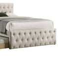 thumbnail image 3 of Nek Wood Twin Size Upholstered Bed with Trundle Tufted Taupe Burlap Frame, 3 of 5