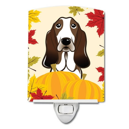 

Caroline s Treasures BB2049CNL Basset Hound Thanksgiving Ceramic Night Light 6x4x3 multicolor