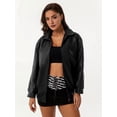 thumbnail image 6 of Women'S Loose Fashion Long Sleeve Lapel Oversized Faux Leather Jacket with Zipper Spring Fall Clothing Black L, 6 of 9