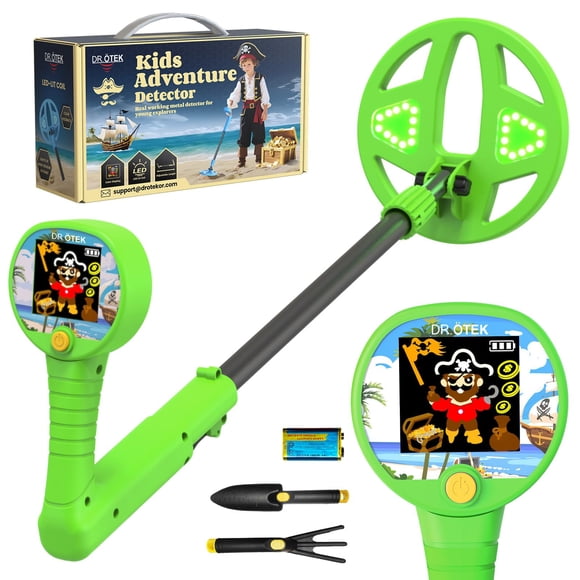 Detector de metales DR.ÖTEK para niños con pantalla LCD de 2.4 pulgadas y bobina de 6.7 pulgadas, ve
