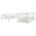 thumbnail image 3 of Harper & Bright Designs Stairway Twin Over Twin Bunk Bed with Trundle, Staircase and Storage, Solid Wood Storage Bunk Bed Frame with Guardrail, Can be Separated into 2 Beds, 3 of 14