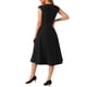 thumbnail image 3 of Vestido de trabajo elegante para mujer Inspire Chic, con mangas cortas, cintura ceñida, corte en A, color negro, 3 of 6