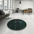thumbnail image 4 of Ahgly Company Machine Washable Indoor Round Abstract Dark Slate Gray Green Area Rugs, 6' Round, 4 of 7
