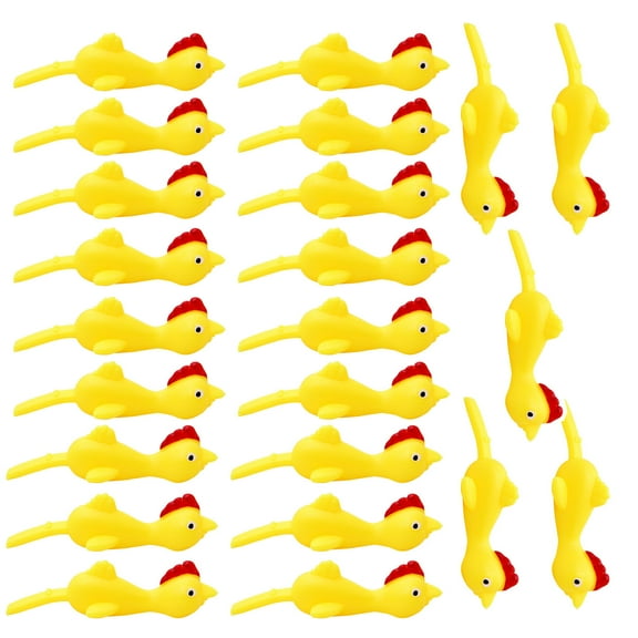 Ke1Clo 21PCS Sling Shot Chicken Toys Funny Mini Flying Rubber Chicken Party Favors for Kids 8-12, Yellow Chicken