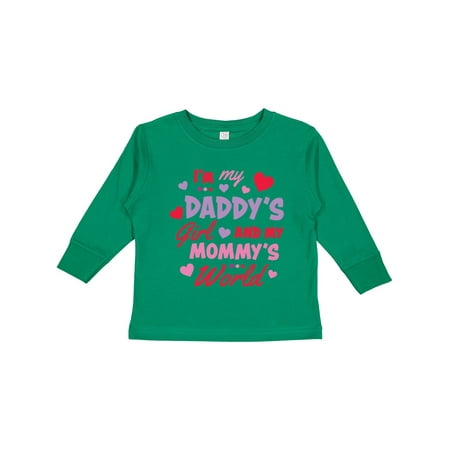 

Inktastic Valentine s Day I m My Daddy s Girl and My Mommy s World Gift Toddler Toddler Girl Long Sleeve T-Shirt