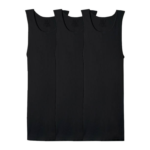 Camiseta Fruit Of The Loom para Hombre sin Mangas Negra, 3 Piezas, Talla M