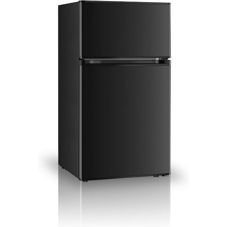 Mini Fridge with Freezer, 3.2 Cu.Ft, 2 Doors Compact Mini Refrigerator with Separate Freezer for Dorm, Bedroom, Office, Apartment with 7-Level Temperature Control, Removable Shelves (Black)