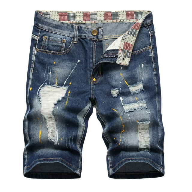 Pisexur Half Shorts Jeans Men's Summer Short Micro Inelastic Shorts Zipper Open Five Point Short Half Shorts Jeans