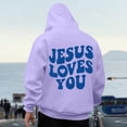 thumbnail image 5 of Christian Jesus Hoodies Mens Faith Religious Graphic Hooded Sweatshirt Spirng Fall Pullover Tops Purple L, 5 of 7