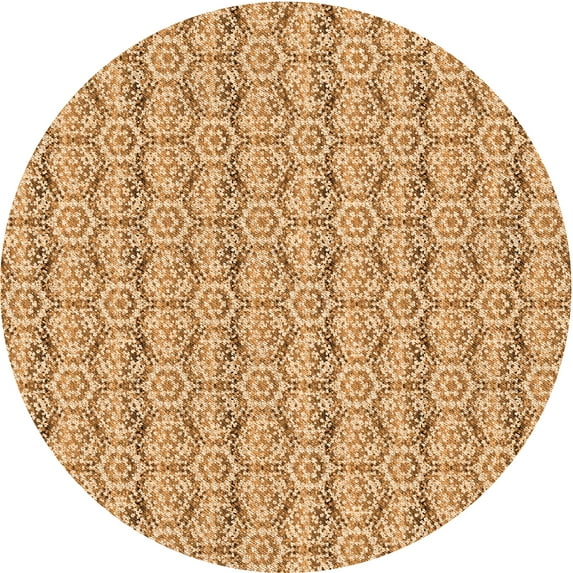 Ahgly Company Machine Washable Indoor Round Transitional Yellow Area Rugs, 3' Round