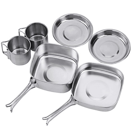6 Piece Portable Stainless Steel Cookware