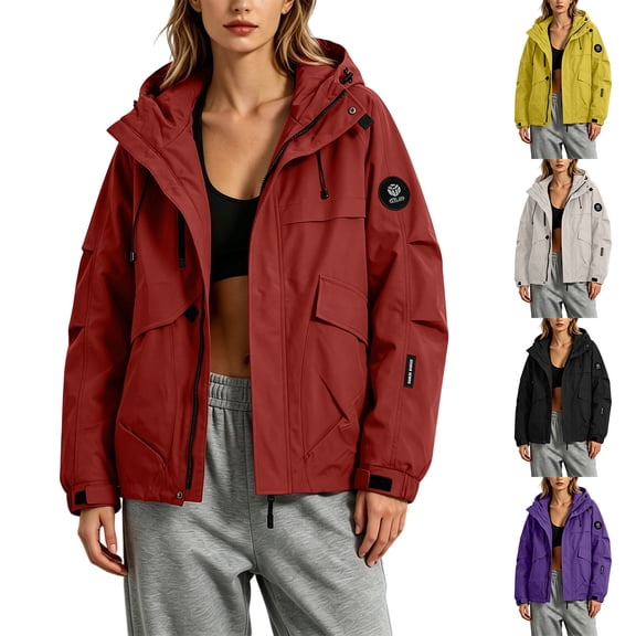 Women's Loose Fit Hooded Full Zip Water Resistant Outdoor Parka Jacket Coat With Pockets Casual Work Streetwear | CSEONE,Black L