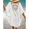 thumbnail image 3 of Swimsuit Cover Up for Women Plus Size Hollow Hand Crochet Neck Boho Bathing Suit Cover Ups Casual Beach Cover Up with Fringed Hem Shermie, 3 of 4