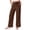 Brown, variant on Women's High Waist Wide Leg Pants, Elastic Drawstring Waist Casual Trousers, Side Slit Pocket Pants, Solid Color Lounge Pants, Loose Fit Yoga Pants, Everyday Wear Brown S