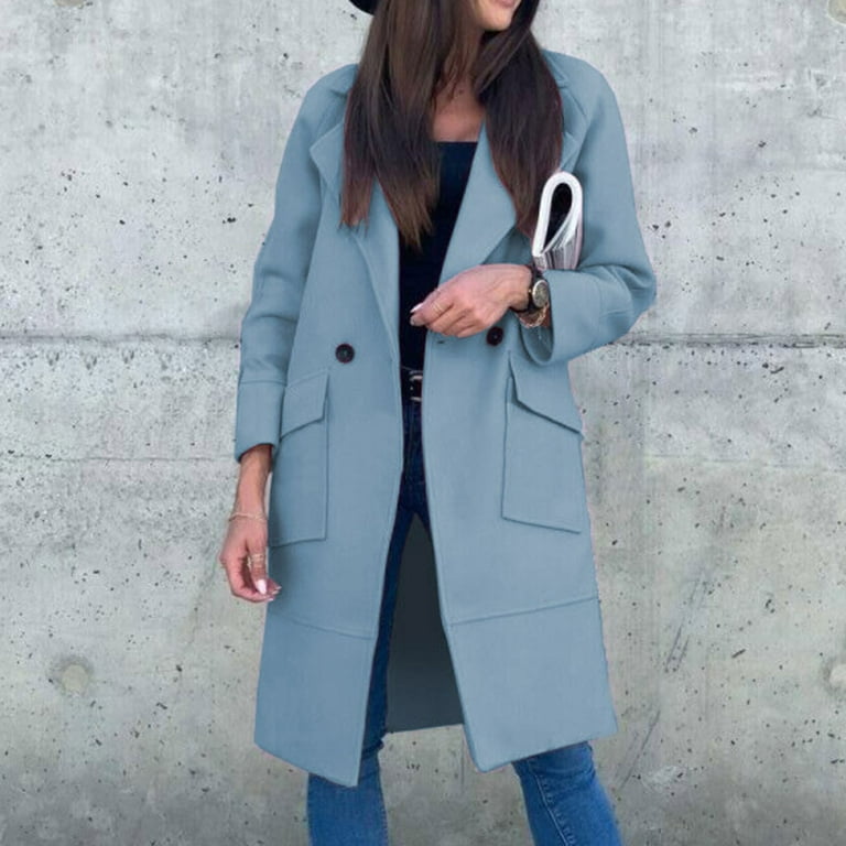 Mnjin Winter Coat Double Breasted Notch Lapel Trench Coat Mnjin Winter Coat Double Breasted Notch Lapel Trench Coat