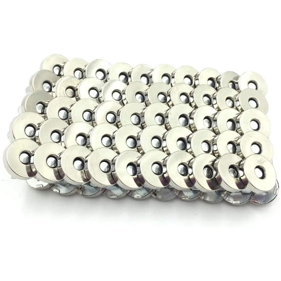 50 Sets Silver Tone Magnetic Purse Snap Clasps Button/Great for Closure Purse Handbag Clothes Sewing Craft No Tools Required 14mm (18Y50)