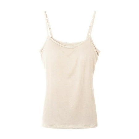 

Naiyafly Womens Cotton Camisole Adjustable Strap Tank Tops with Shelf Bra Stretch Undershirts