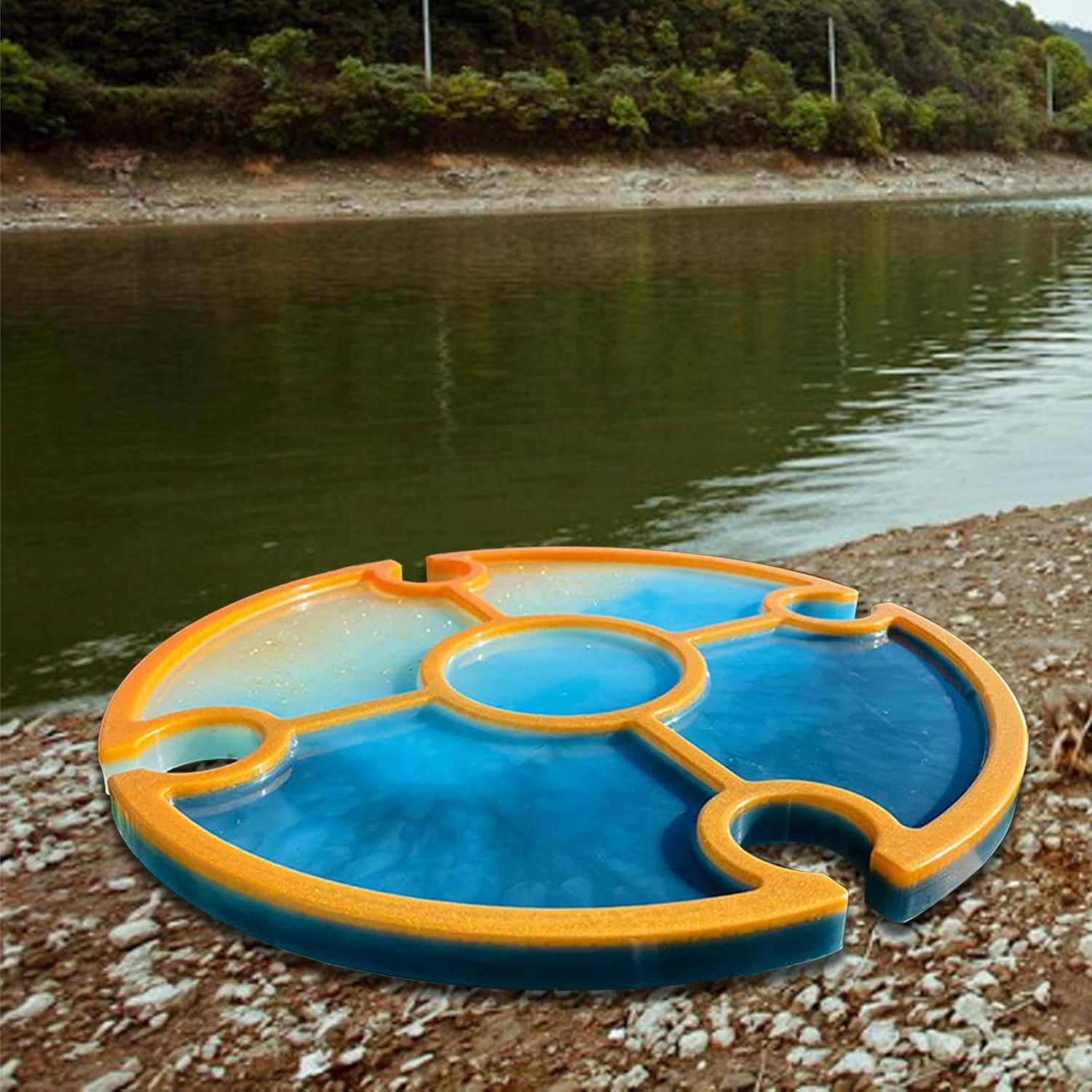 Resin Molds,Resin Molds Silicone,Silicone Molds for Epoxy Resin,Outdoor Portable Folding Table Round Table Mold Beach Dinner Plate Shiny Mold DIY Fruit Tray Mold