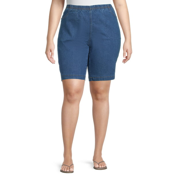Just My Size Womens Plus Size 4 Pocket Pull On Bermuda Shorts