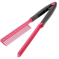 thumbnail image 4 of Peine de peinado novedoso con clip en forma de V para estilizar el cabello, peine de peluquería casero, alisador de cabello (negro + rosa), 4 of 8