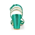 thumbnail image 2 of BLISSFUL STEP Women's Slingback Block Heel Ankle Strap Sandals Green 6.5, 2 of 7