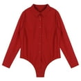thumbnail image 2 of MSemis Women's One-Piece Long Sleeve Button Down Easy Care Work Bodysuit Shirt, 2 of 4
