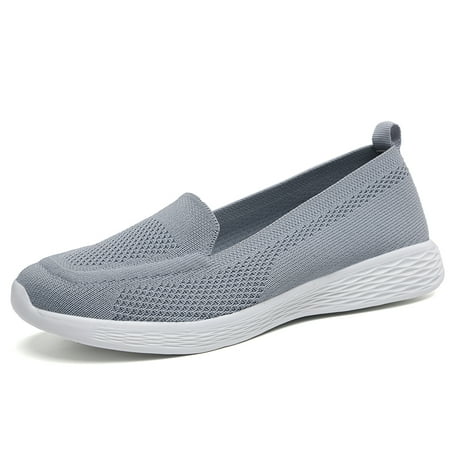

POEMLADY Women s Shoes Casual Loafers Slip on Flat Ballet Comfortable Breathable Shoes Light Gray US8