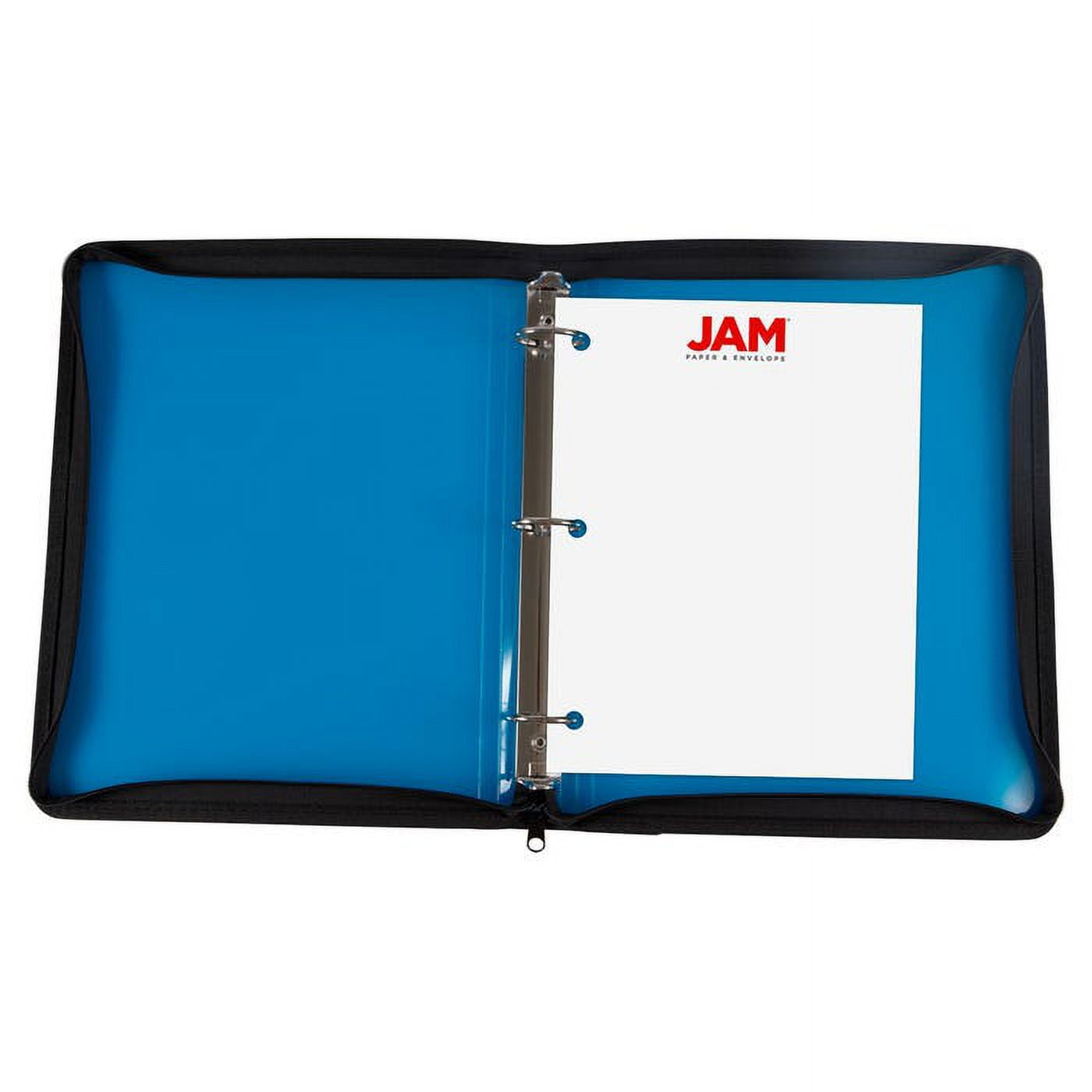 JAM Paper Plastic Zipper Binders, 11.5 x 10.25 x 1.5 inches, Blue, 1 Pack
