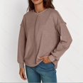thumbnail image 2 of Yokua Oversized Women's Solid Fleece Crew Neck Sweatshirt, 2 of 8