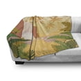 thumbnail image 2 of Garden Mist Soft Flannel Fleece Blanket, Pastel Tropical Paradise Cartoonish Landscape with Exotic Trees and Waterfall, Cozy Plush for Indoor and Outdoor Use, 70" x 90", Multicolor, by Ambesonne, 2 of 5