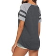 thumbnail image 2 of Women's V Neck Raglan Short Sleeve Shirts Casual Blouses Baseball Tshirts Top, 2 of 2