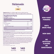 Natrol® Kids Melatonin, Sleep Gummies for Children, Raspberry Flavor, 1mg, 140 Count