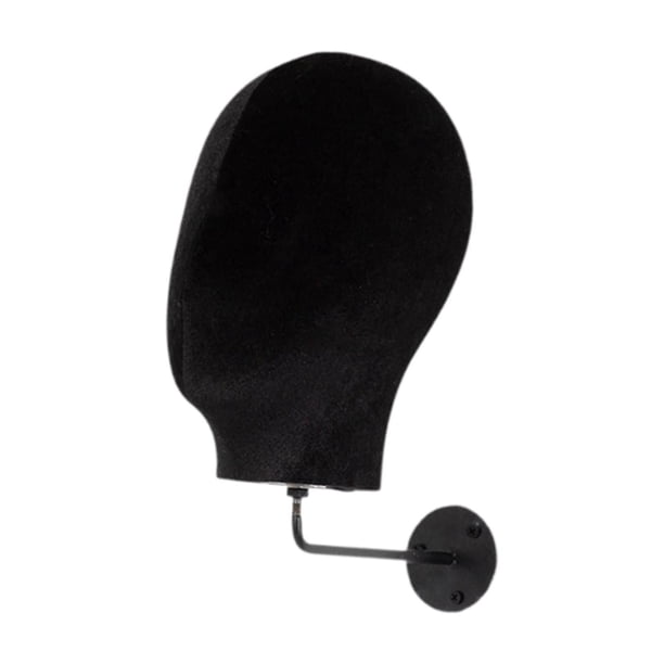 Cabeza de maniquí de montaje en pared, gorro, cabeza de maniquí multifuncional, soporte para exhibición de pelucas, sombrero Franela Negro