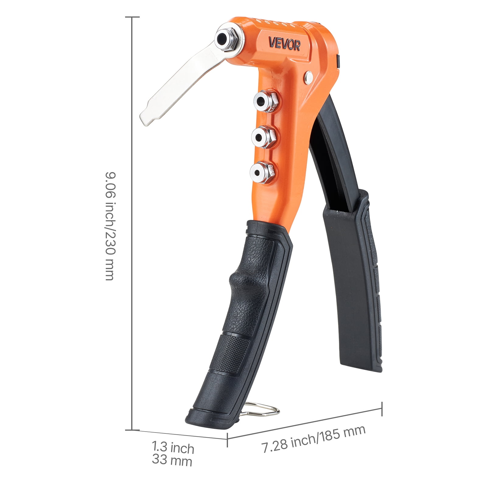 VEVOR Rivet Nut Tool Kit, 9-Inch One-Handed Rivnut Tool Kit, with 8 Mandrels, a Step Drill Bit and 80 Nuts, Metric and SAE Size M3, M4, M5, M6, 6-32, 8-32, 10-24, 1/4-20 UNC, with a Carrying Case