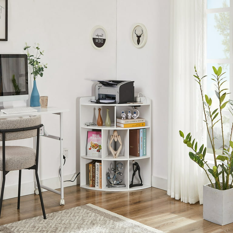 Corner Shelf Organizer with USB Port & Outlets, 9-Cubby Storage