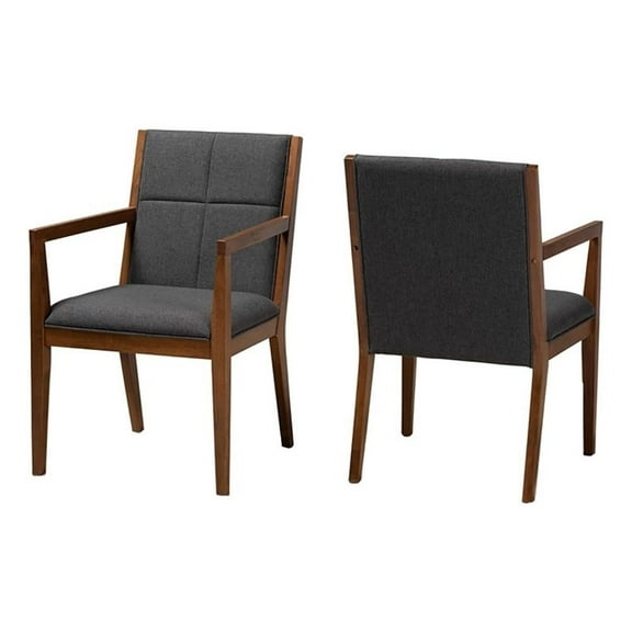 Bowery Hill 19.1" Mid-Century Wood Accent Chair in Dark Gray (Set of 2)