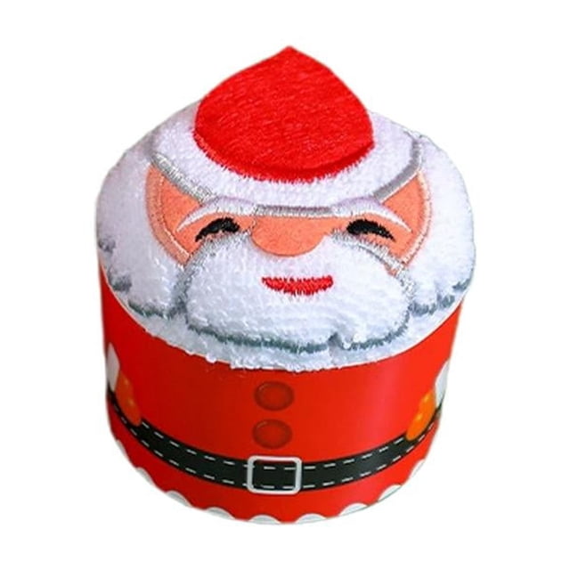 Embroidered Santa Christmas Tree 100 Turkish Cotton Hand Towel, White Red GXK