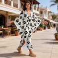 thumbnail image 4 of Xixirimido Animal Paws Print Kaftan Dresses for Women Plus Size V Neck Caftans Long Batwing Sleeve Beach Cover Ups Summer Beach Dress, 4 of 7
