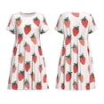 thumbnail image 3 of Bixox Women's Short Sleeve Summer Dress Loose Swing Knee Length Dresses with Pockets-Hand Drawn Strawberry, 3 of 7