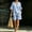 Blue, variant on Women's V-Neck Short Sleeve Top & Wide Leg Shorts Striped 2 Piece Set – Fashionable Summer Outfit for Daily & Vacation Red,S
