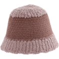 thumbnail image 5 of CoCopeaunts Women Bucket Hat Winter Fashion Two-Color Splicing Girl Knit Hat Warm Trendy Foldable Warm Comfortable Crochet Caps, 5 of 8