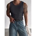 thumbnail image 5 of Men'S Ribbed Knit Form-Fitting Workout Wide Shoulder Tank Top Carbon Gray XXXL, 5 of 8