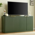 thumbnail image 4 of GZXS Modern 59 Inch TV Stand Sideboard, 4-Door Fluted Accent Cabinet with Golden Metal Handles, Large Storage Media Console for Living Room, Entryway or Kitchen, Green, 4 of 9