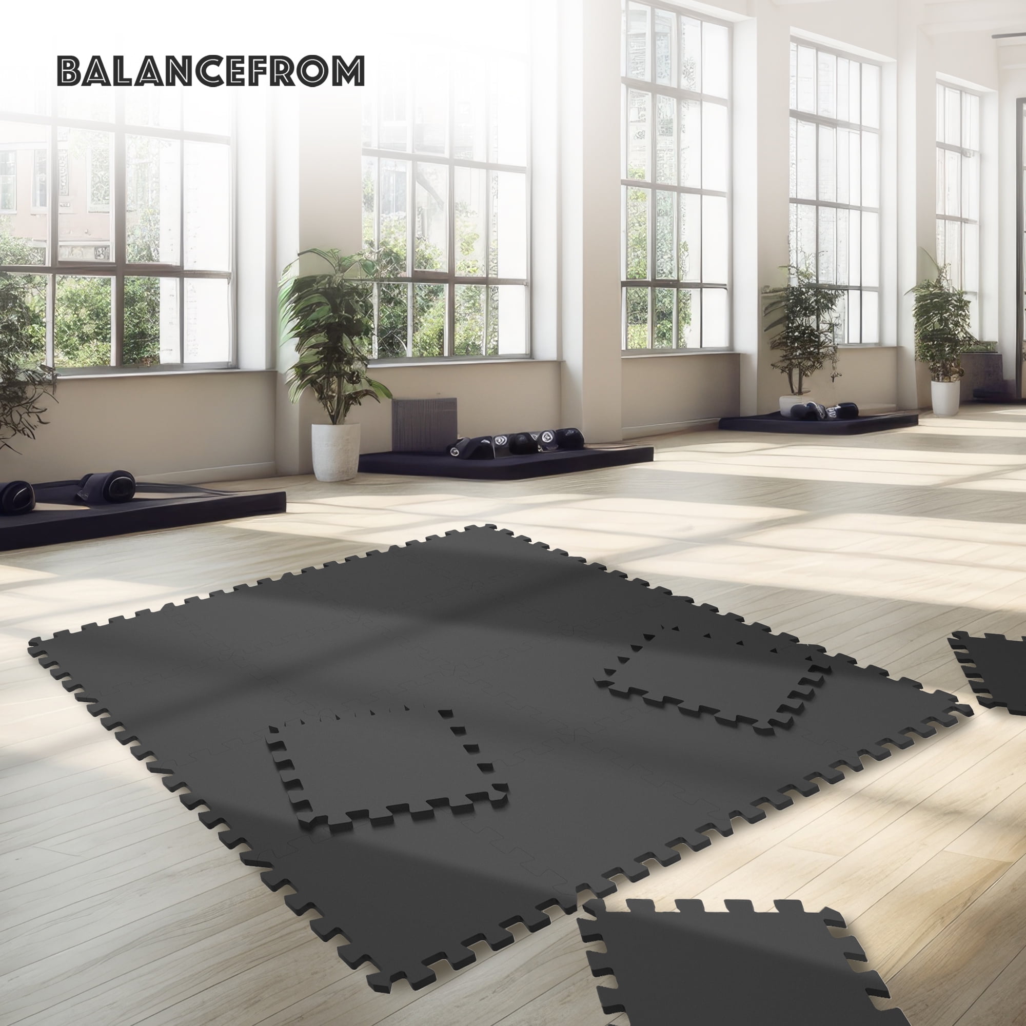 BalanceFrom Extra Thick Puzzle Exercise Mat with EVA Foam Interlocking Tiles for MMA, Exercise, Gymnastics, and Home Gym Protective Flooring in Black BalanceFrom Extra Thick Puzzle Exercise Mat with EVA Foam Interlocking Tiles for MMA, Exercise, Gymnastics, and Home Gym Protective Flooring in Black