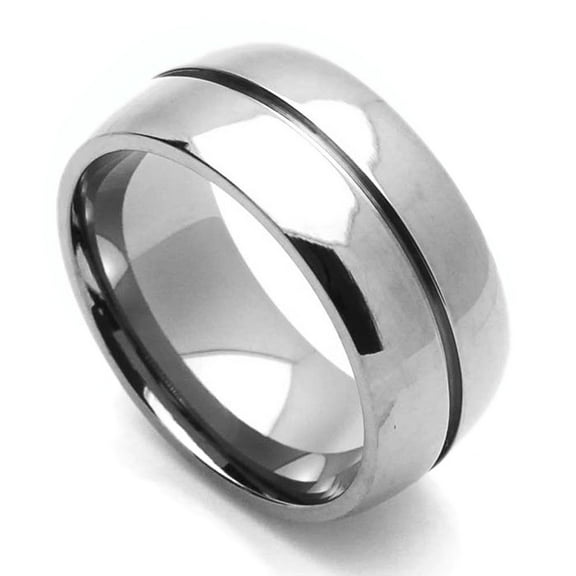 9MM Comfort Fit Titanium Wedding Band Grooved Center Ring (Size 7 to 14)