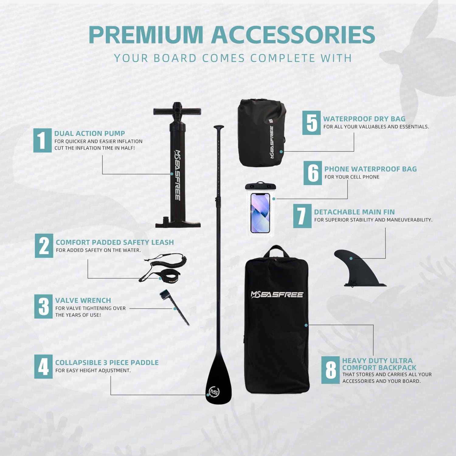 MSEASFREE Inflatable Paddle Board Stand up Paddle Board with Premium SUP Accessories