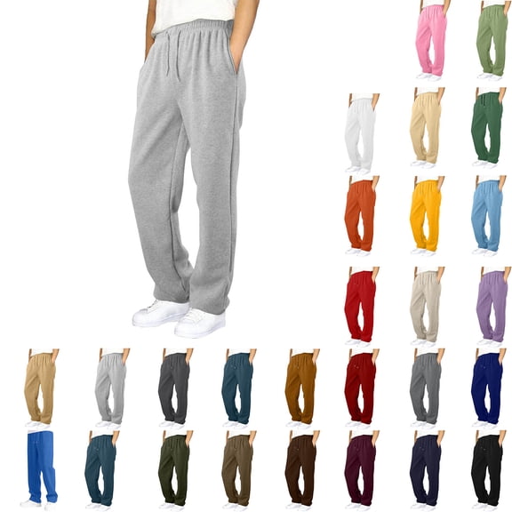 Swuxness Boys Casual Fleece Sweatpants Solid Color Elastic Waist Active Winter Long Pants for Boys and Girls