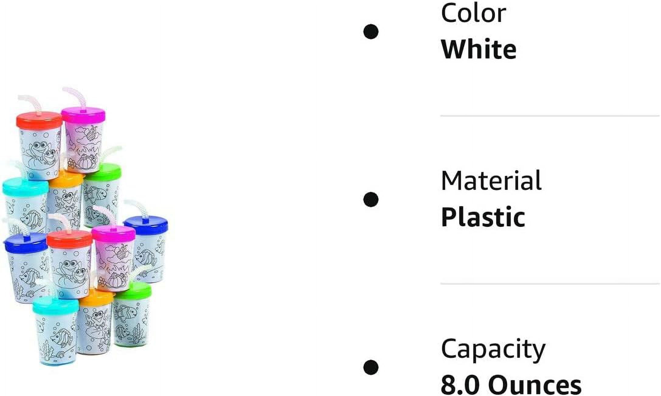 Color Your Own Cups W/ Lids And Straws - Craft Kits - 12 Pieces