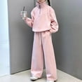 thumbnail image 5 of Gubotare Tween Girls Clothes Long Sleeve Half Zip Sweatshirt + Wide Leg Pants 2 Piece Outfit Set Size 9-10 (Pink,9-10 Years), 5 of 6