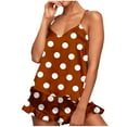 thumbnail image 2 of Conjunto de pijama de poliéster con tirantes finos y estampado de moda para mujer, 2 of 8